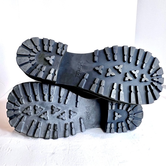 Retro Mudd Boots Combat Moto Y2K Leopard Black Genuine Leather 10 Lace Up - Picture 7 of 17